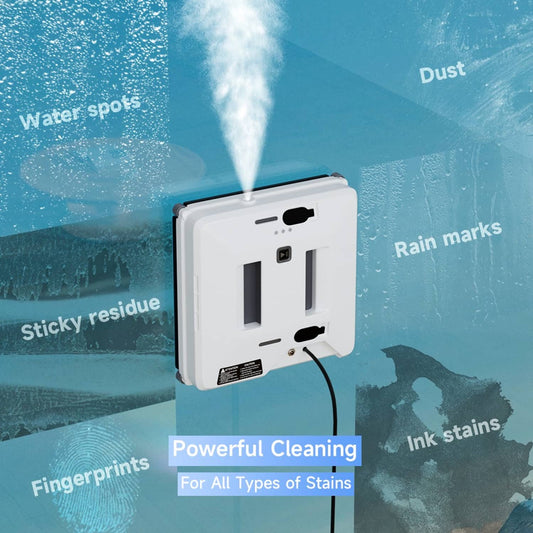 Solid Spare Smart Window Cleaning Robot Dual Spray Glass Cleaner Vacuum w/ Remote Control