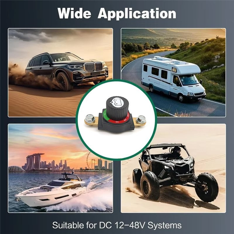 Side Post Battery Disconnect Switch Heavy Duty 12-48V Cut Off Master Kill Switch