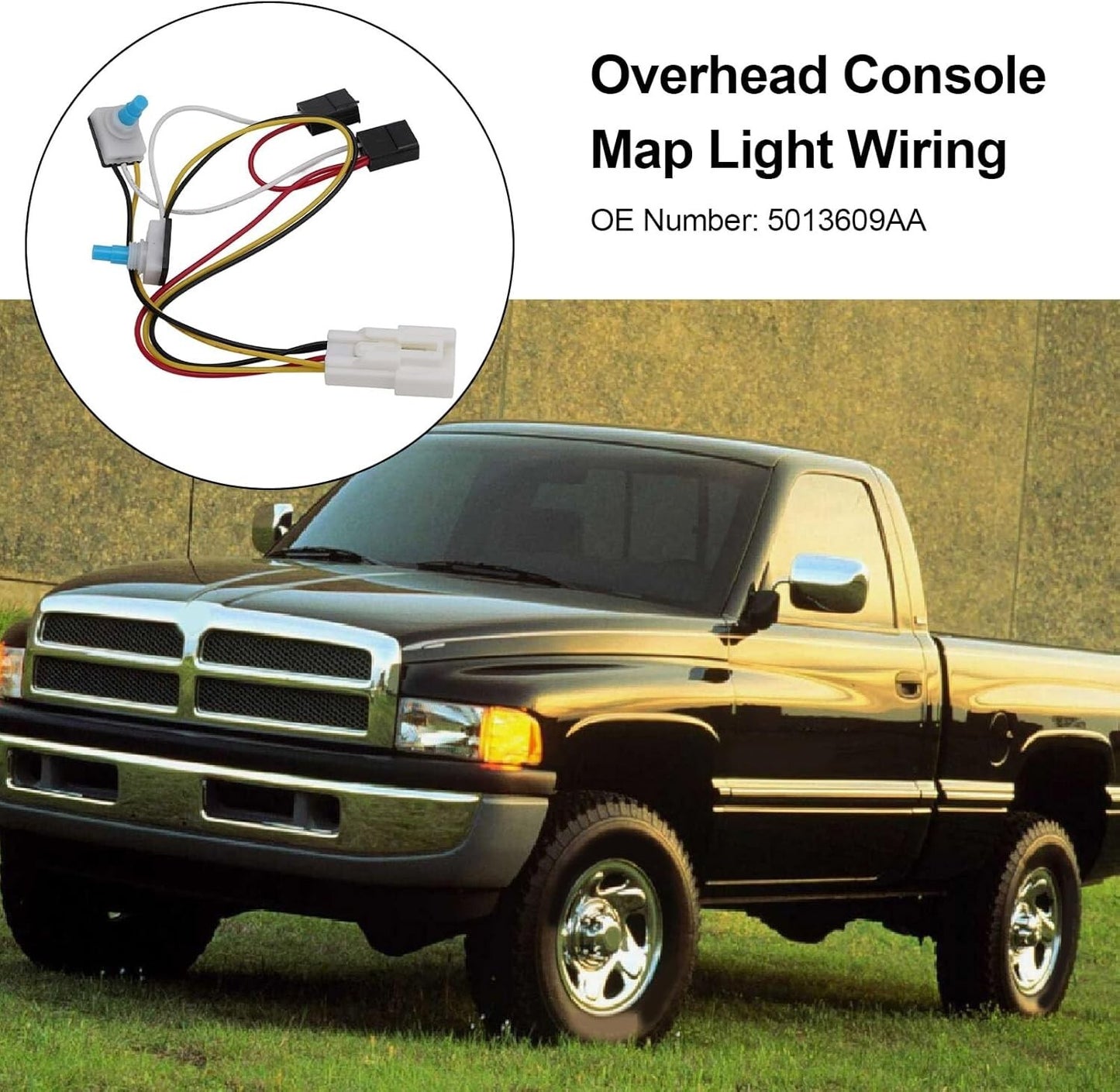 Overhead Console Map Light Wiring w/Switches Fit for 1999-02 Dodge Ram 2500 3500