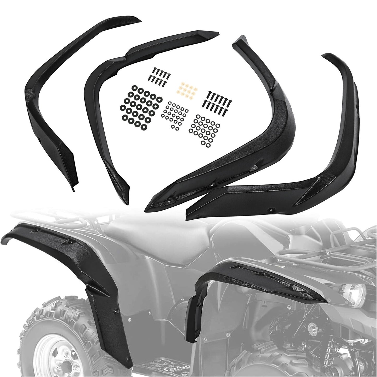 Solid Spare Fender Flare Guard For Yamaha Grizzly 700 2016-2025 4PCS Overfender Mud Guard