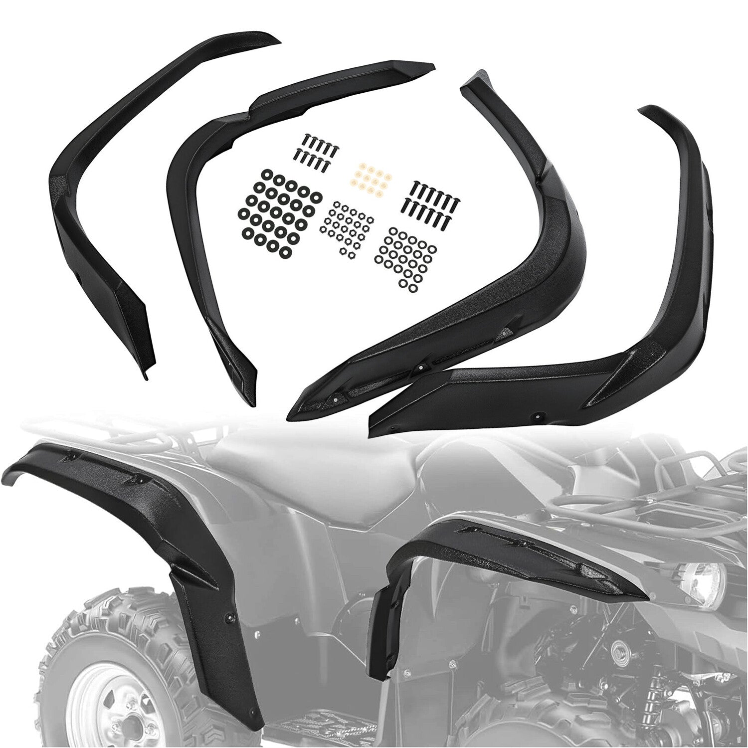 Solid Spare Fender Flare Guard For Yamaha Grizzly 700 2016-2025 4PCS Overfender Mud Guard