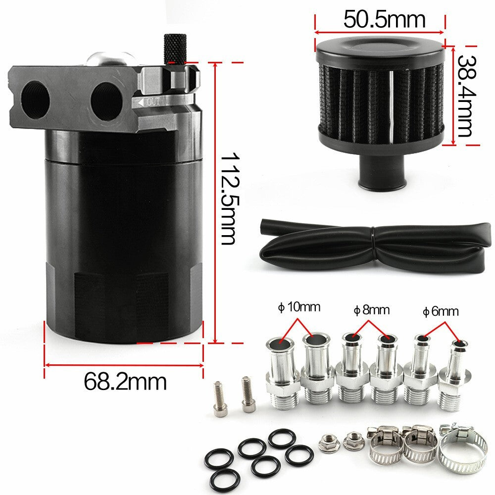 Universal Aluminum Oil Catch Can Kit Reservoir Baffled Tank with Breather Filter