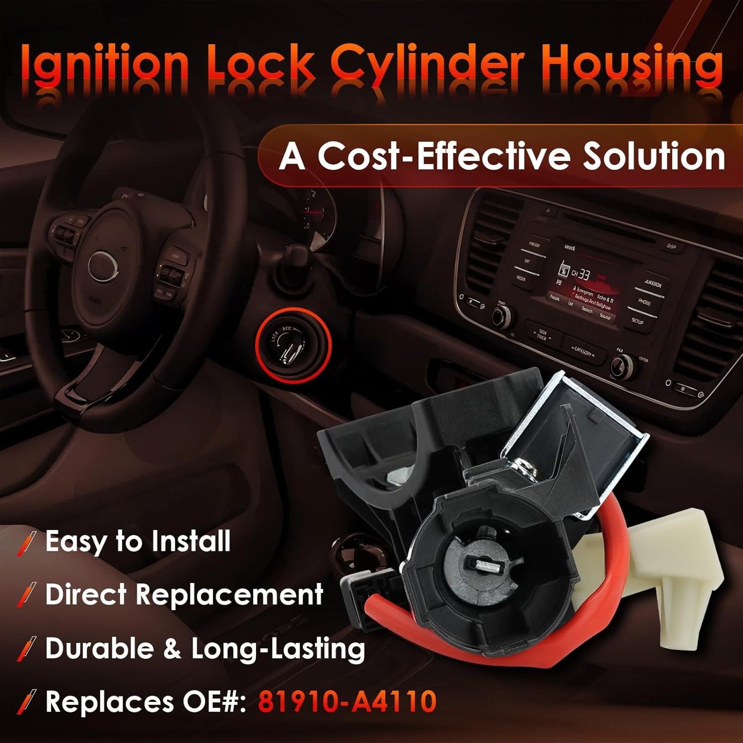 Ignition Lock Switch Cylinder Housing For 2015-2021 Kia Sedona Hyundai Sonata