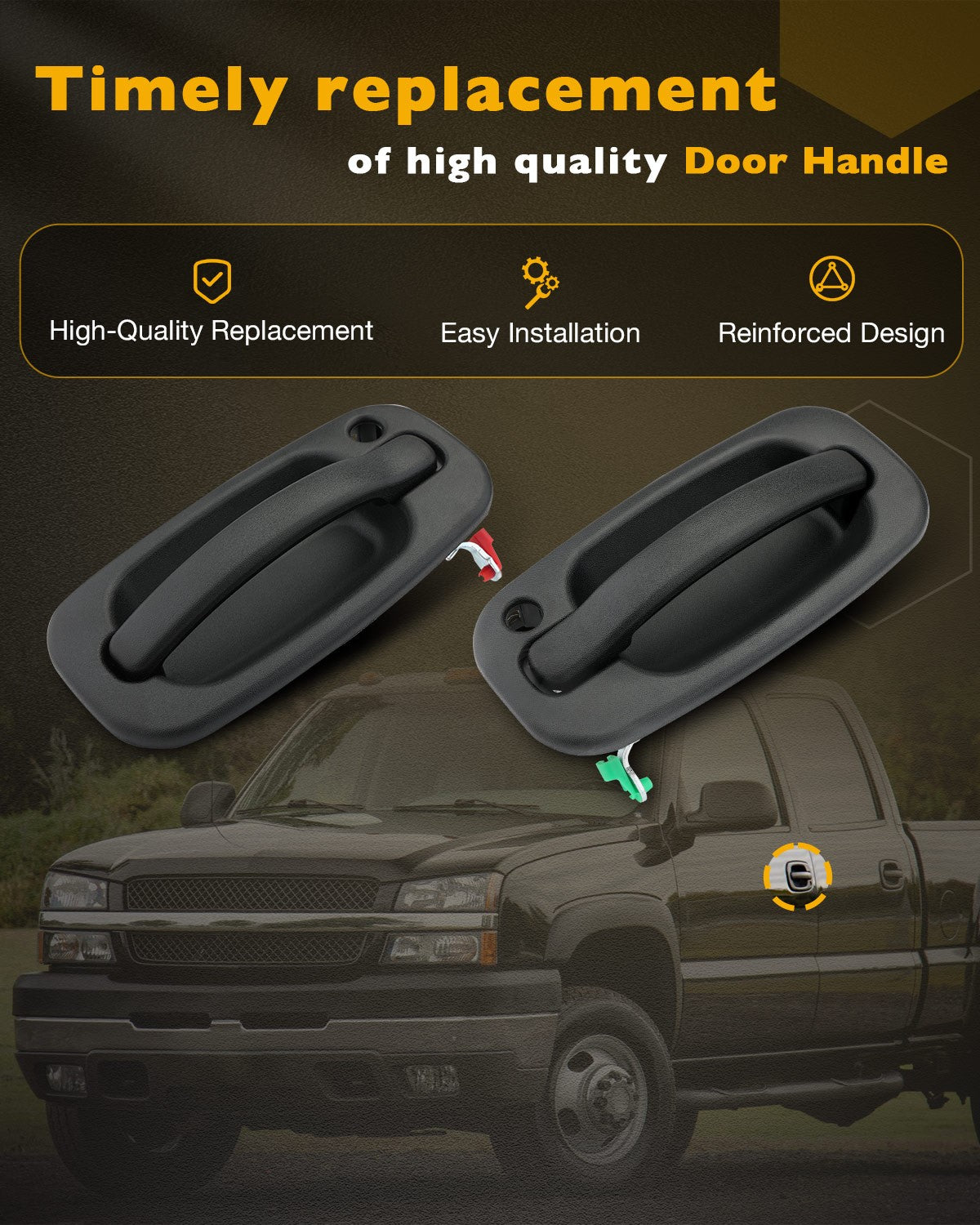 Exterior Door Handles & Lock Cylinders & Keys Set for 1999-07 Chevy GMC Cadillac