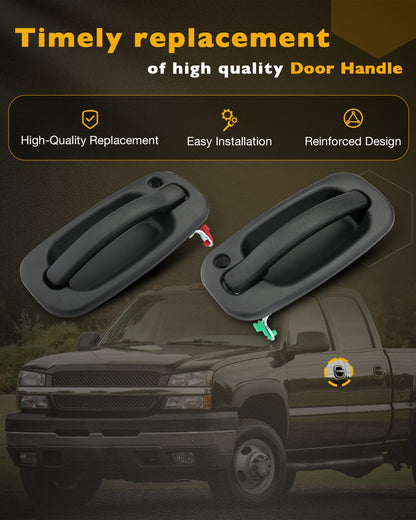 Exterior Door Handles & Lock Cylinders & Keys Set for 1999-07 Chevy GMC Cadillac