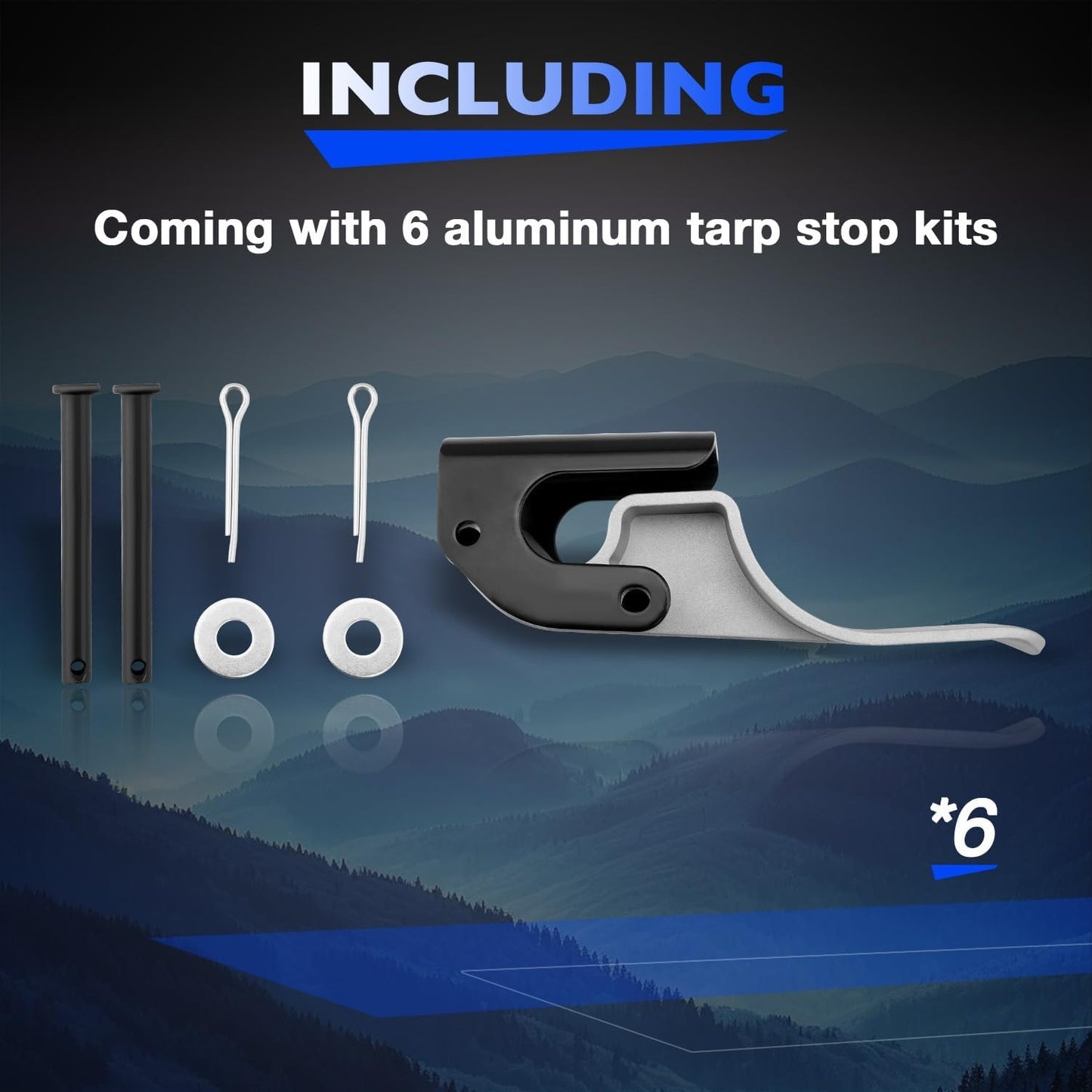 6X Easy-Off Cast Aluminum Tarp Stop Upright w/ Body Mount Stops Bracket Kit