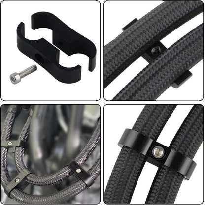 8Pcs 8AN AN8 Hose Separator Clamp Bracket Adapter Kit Fits Oil Fuel Hose Line