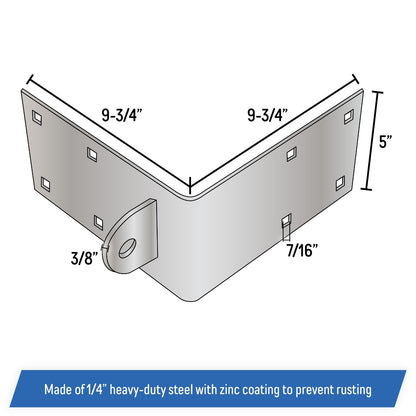 Floating Dock Outside Corner Hinge Plate, Male - Heavy-Duty Galvanized Steel