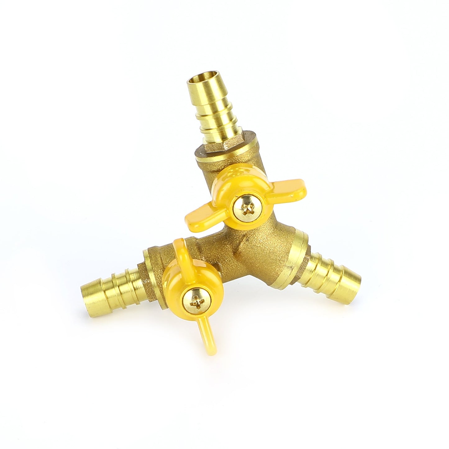 3/8" Hose Barb Ball Valve Y Shaped 3 Way Connector Barb Brass Fitting OD 11mm US
