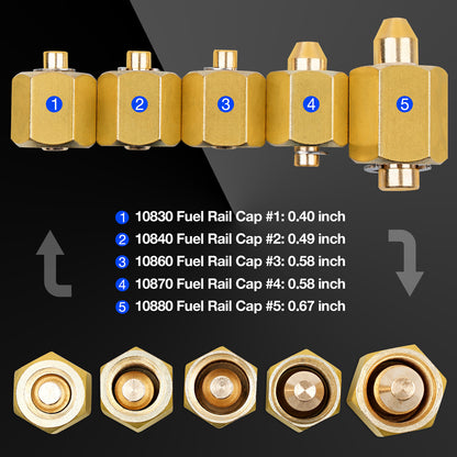 10810 Injector Rail Fuel Line Cap Set - 5 Pcs Rail Fuel Injector Block-off Cap