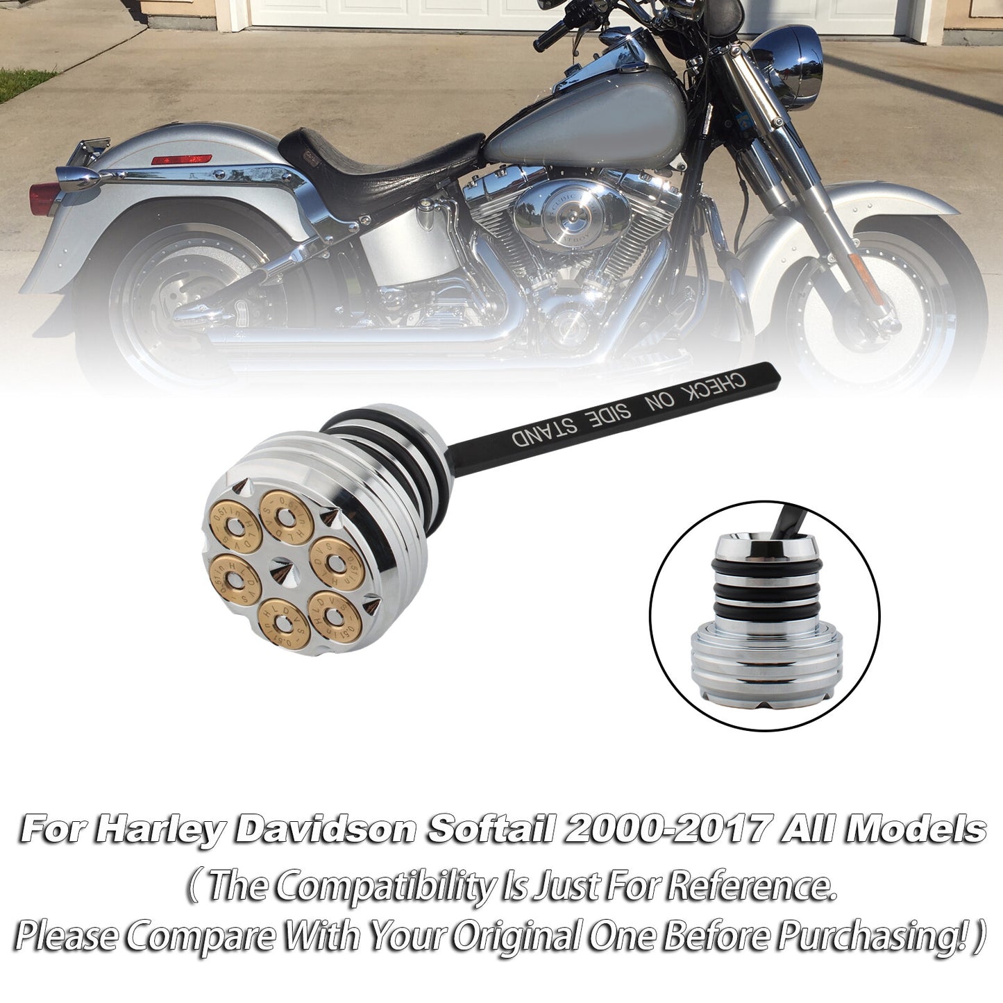 Oil Dipstick Tank Cap Plug For Softail 2000-2017 All Models Silver