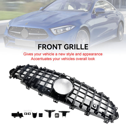 Black Front Bumper Grill Grille Fit Mercedes CLS C257 W257 Coupe 2018-2024