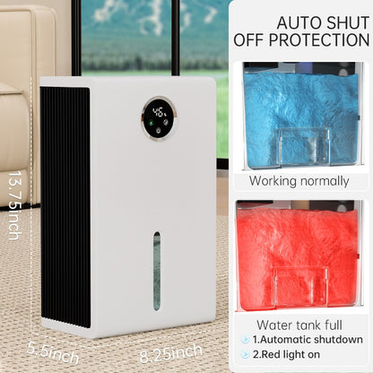 1000 Sq.Ft Dehumidifier for Home 95oz Tank LED Light Portable Air Purification