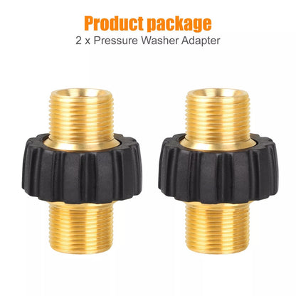 2Pcs Brass Pressure Washer Connector Quick Connect Fitting M22-14mm Hose Adapter