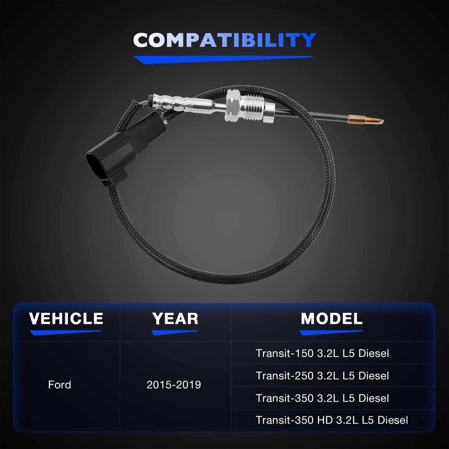 Exhaust Gas Temperature EGT Sensor for Ford F250 F350 F450 F550 Transit-250 350