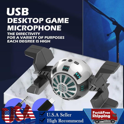 USB Desktop Game Microphone Condenser Mic Live Streaming Kit Podcast Recording