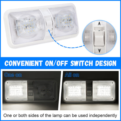 Solid Spare 2PCS 12V LED White Ceiling Fixture Double Dome Light For Camper Trailer RV