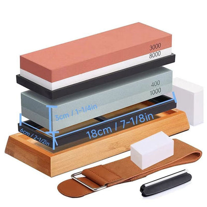 Knife Sharpening Stone Set Professional Whetstone 4 Side Grit 400/1000 3000/8000