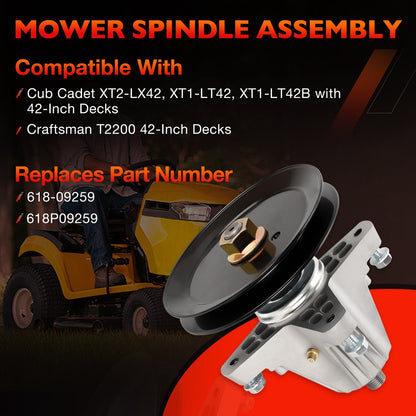 Spindle for Cub Cadet MTD XT1-LT42 XT2-LX42 XT1-LT42 618-09259 618P09259 42-Inch