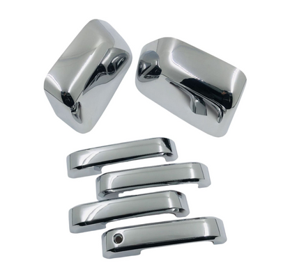 For 2017-2022 Ford F-250 F-350 F-450 Top Half Chrome Mirror+4 Door Handle Covers