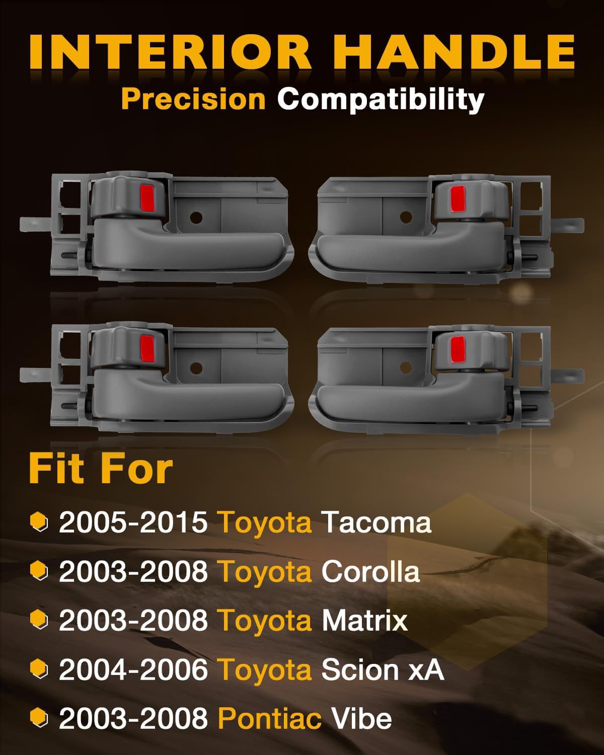 4X Interior Door Handle Front /Rear LH & RH Side Fit 03-15 Toyota Tacoma Pontiac
