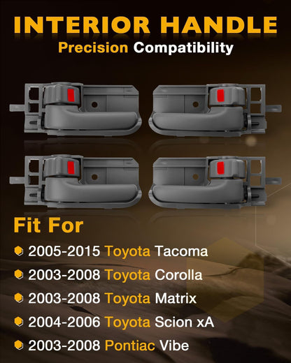 4X Interior Door Handle Front /Rear LH & RH Side Fit 03-15 Toyota Tacoma Pontiac