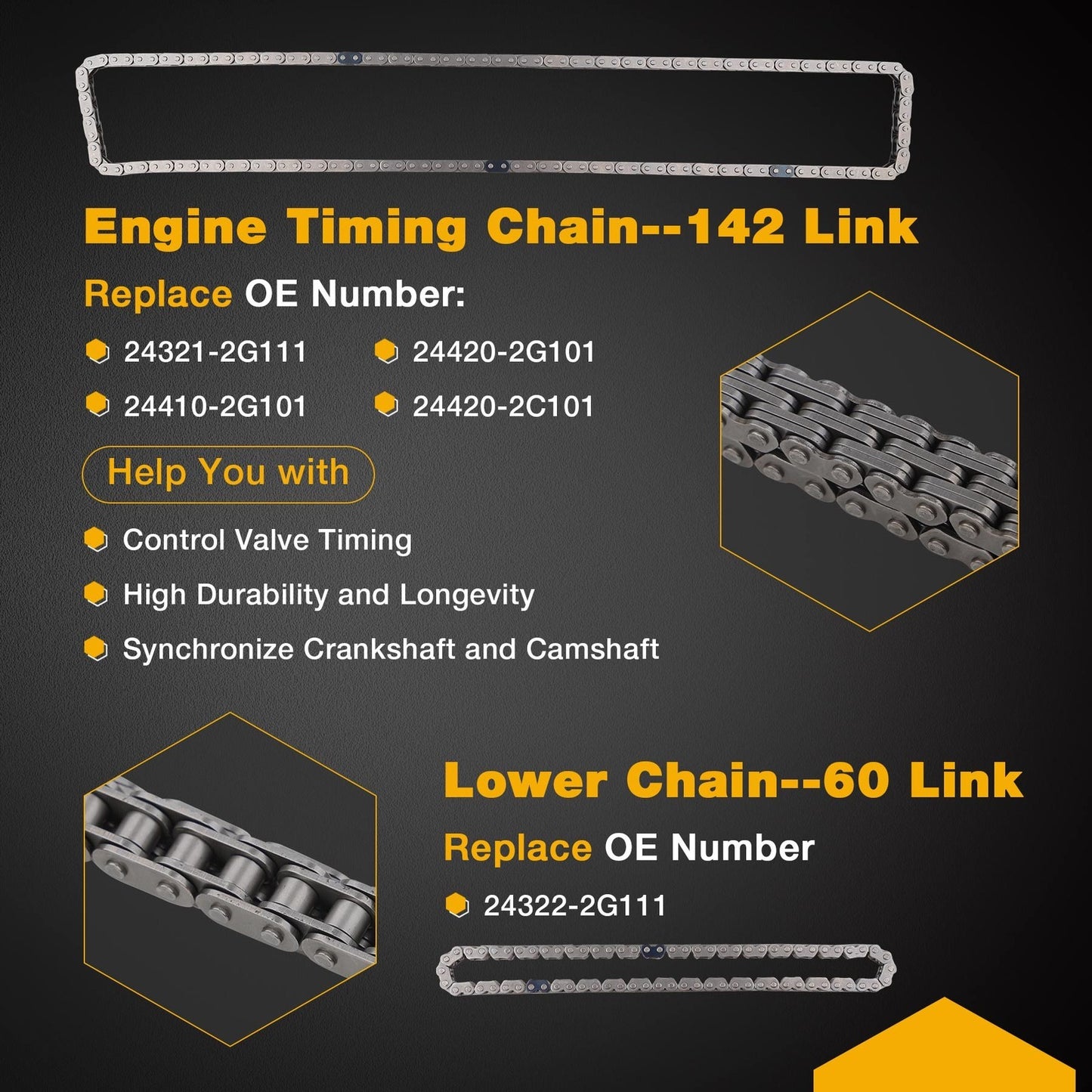 2.4L Timing Chain Kit w/ VVT Gear For Hyundai Sonata Tucson Kia Optima Sorento