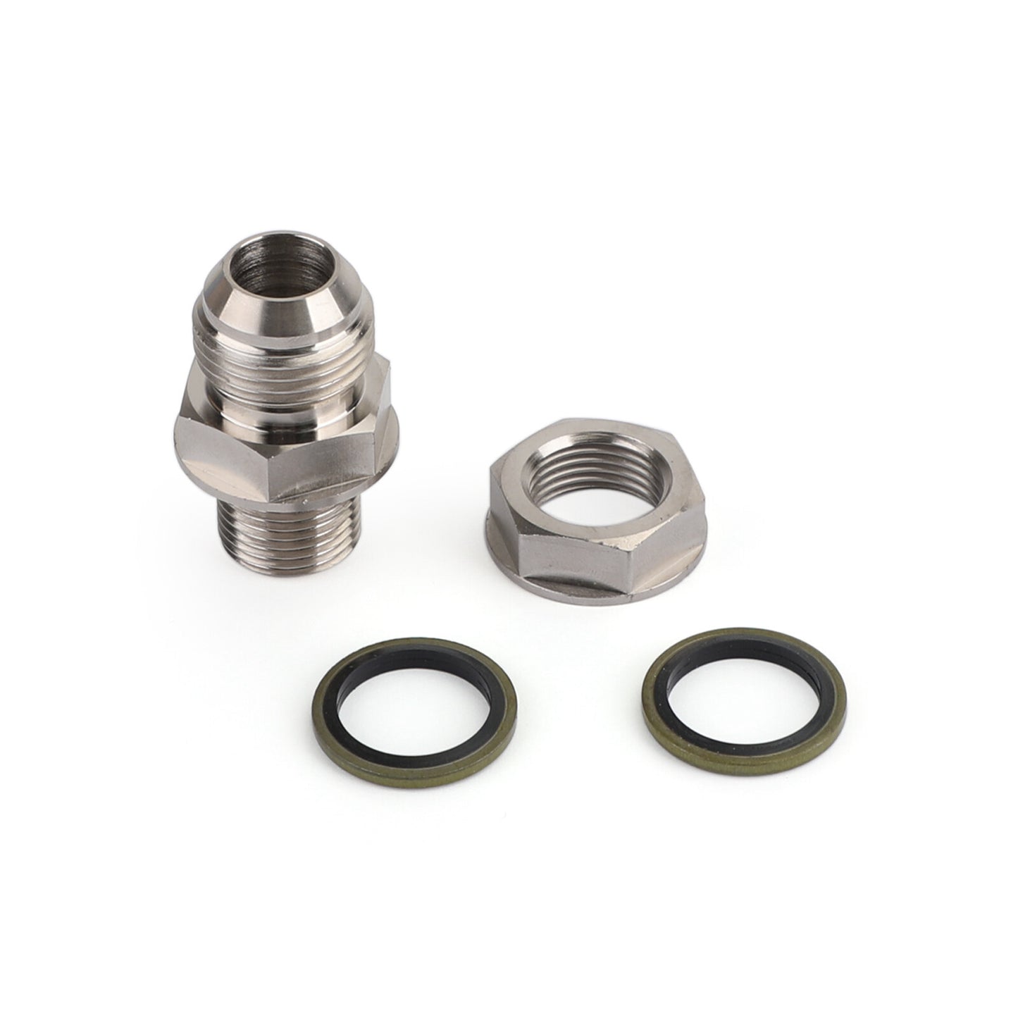 N Turbo Oil Pan Sump Return Drain Adapter Bung Fitting 10AN to M18x1.5 Silver N