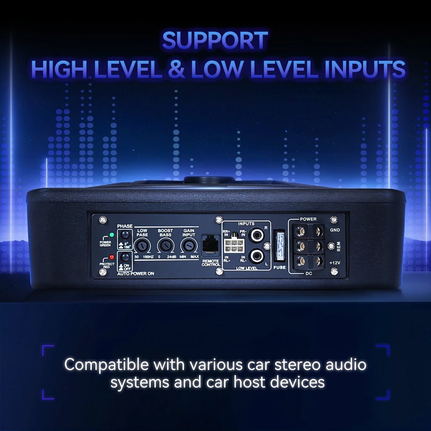 1200W Car Subwoofer 10" 12V Slim Under Seat Powered Car Subwoofer for Car Truck