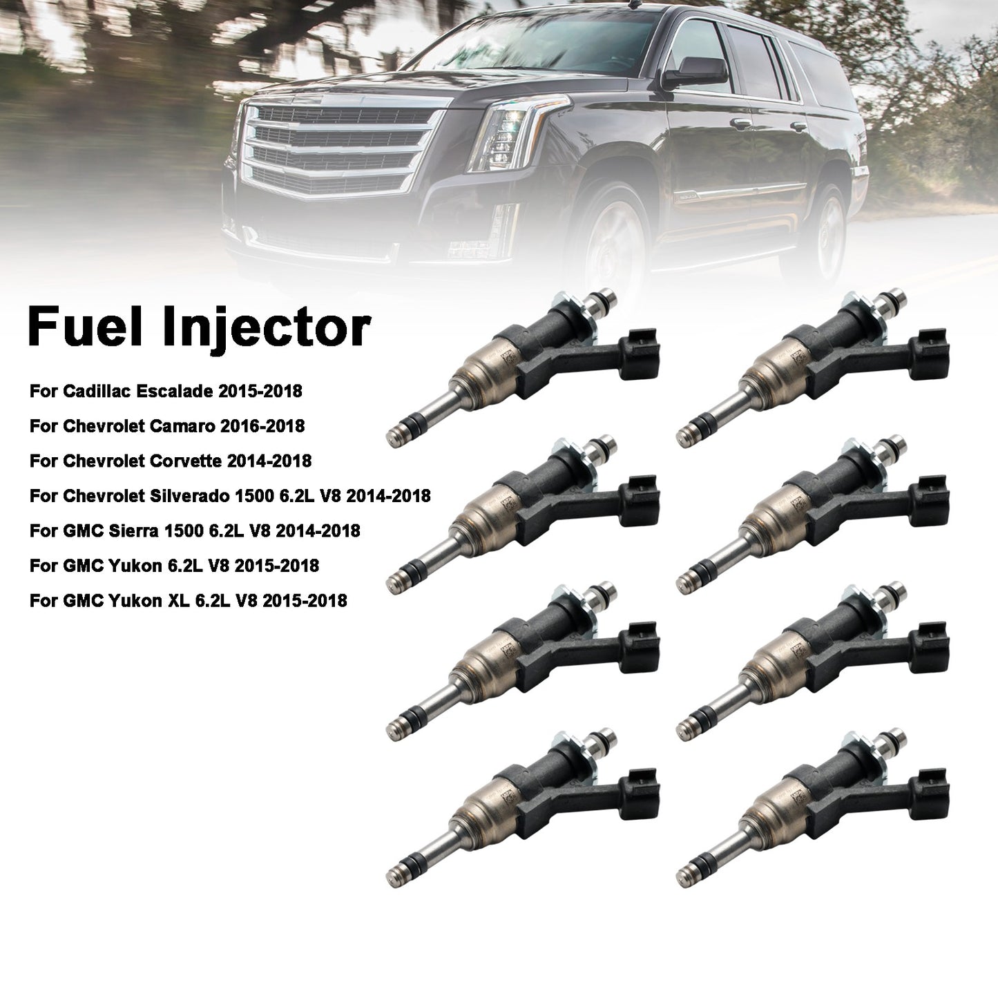 8PCS Fuel Injector 12668393 Fit Cadillac Escalade 2015-2018 Fits Camaro 16-18