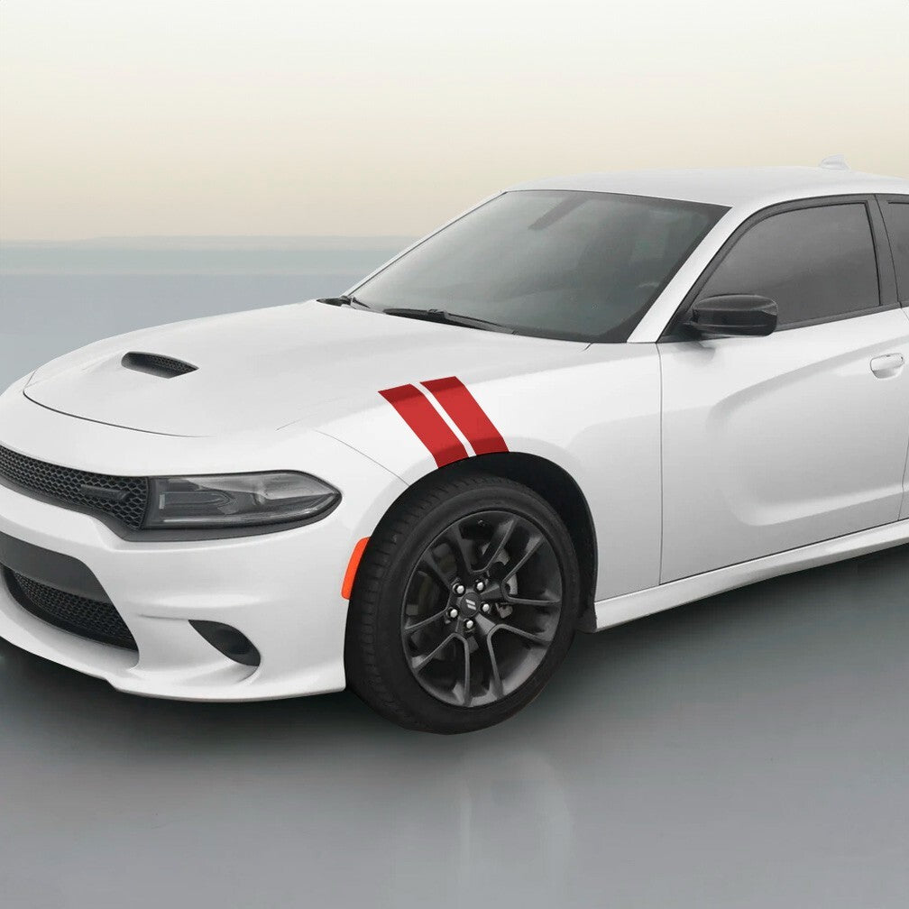 3" Dual Fender Stripe Hash Mark Stripe Decal Graphic Kit For Dodge Charger