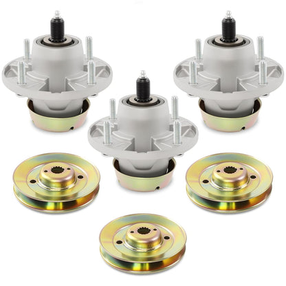 3x AM124498 Deck Spindle & Pulley For 48" 54" John Deere Z425 Z435 Z445 M163464