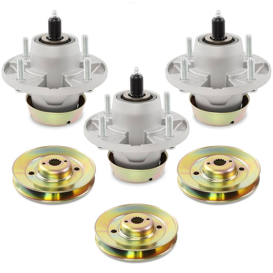 Solid Spare 3x AM124498 Deck Spindle & Pulley For 48" 54" John Deere Z425 Z435 Z445 M163464