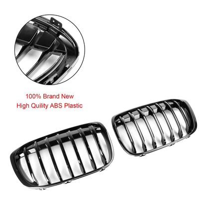 2PCS Gloss Black Front Kidney Grille Grill Fit BMW X1 F48 F49 2016-2018 2017