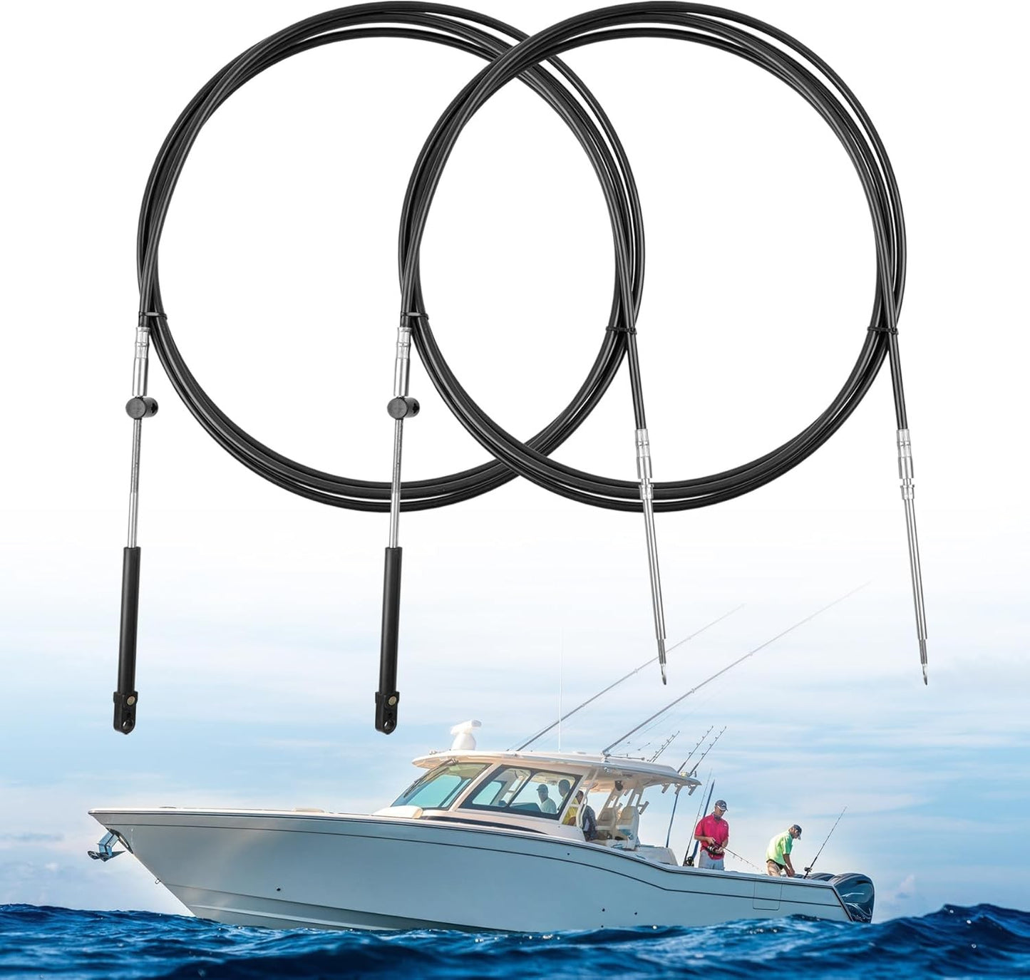 2X 15FT Outboard Throttle Shift Cable GEN II For Mercury Mariner Mount Control