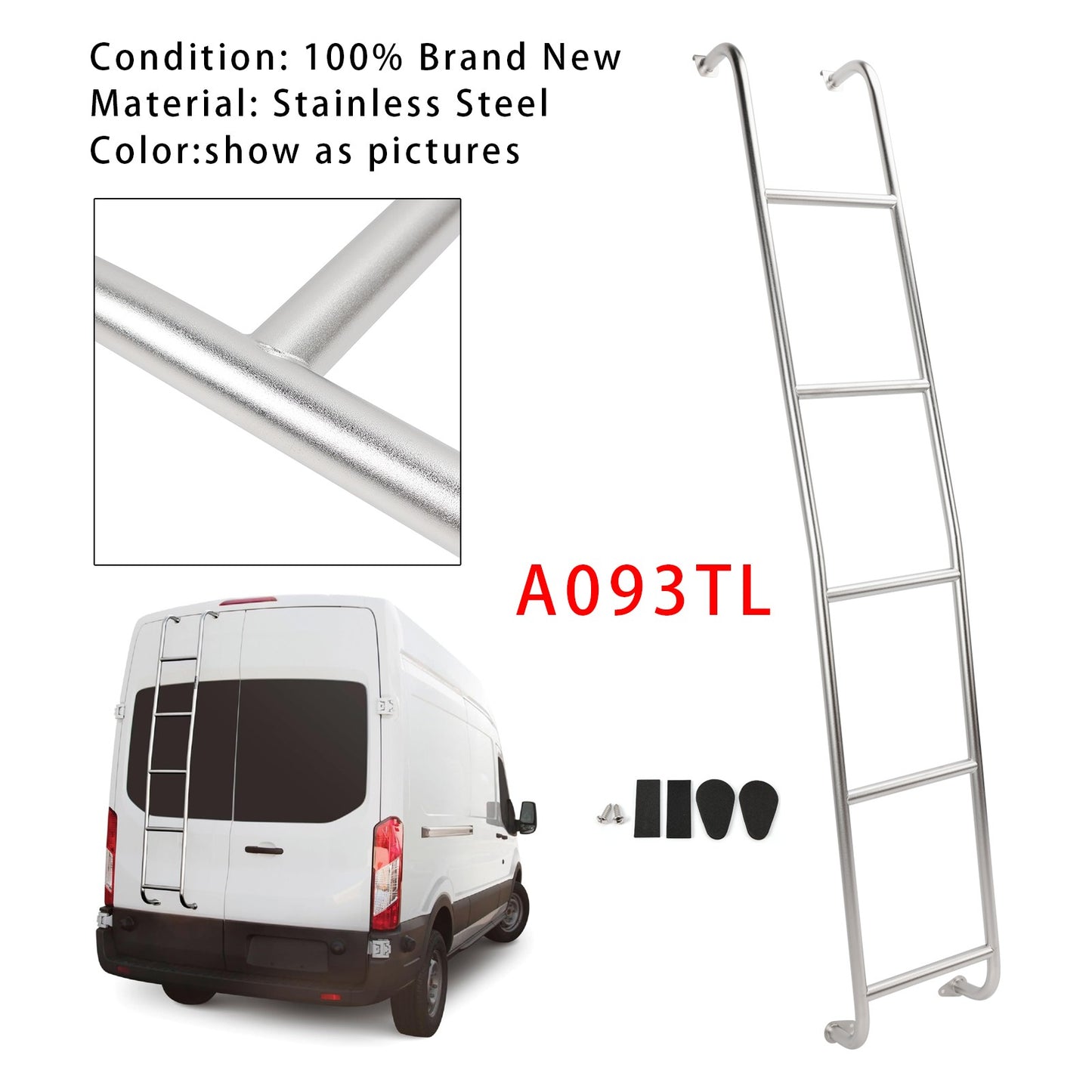 Stainless Steel 5-Step Van Ladder A093TL For Ford Transit High Roof Vans 14-2025
