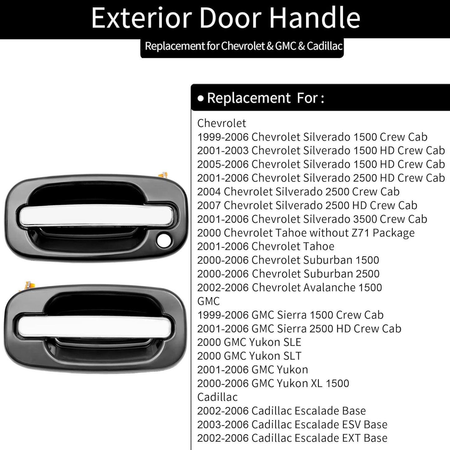2Pcs Exterior Door Handle Fit 99-07 Chevy Silverado GMC Sierra Cadillac 15034985