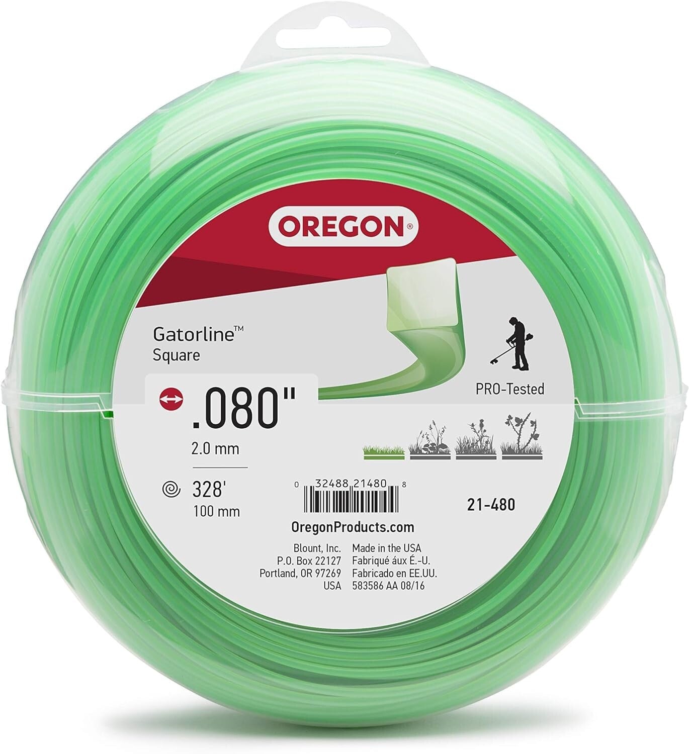 Solid Spare Oregon 21-480 Gatorline Square String Trimmer Line .080" Diameter 1-Pound Donut