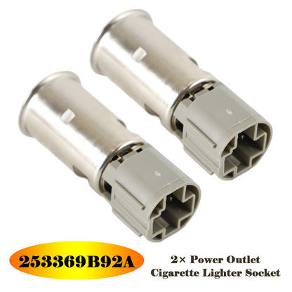 2× Power Outlet Cigarette Lighter Socket 253369B92A for Nissan