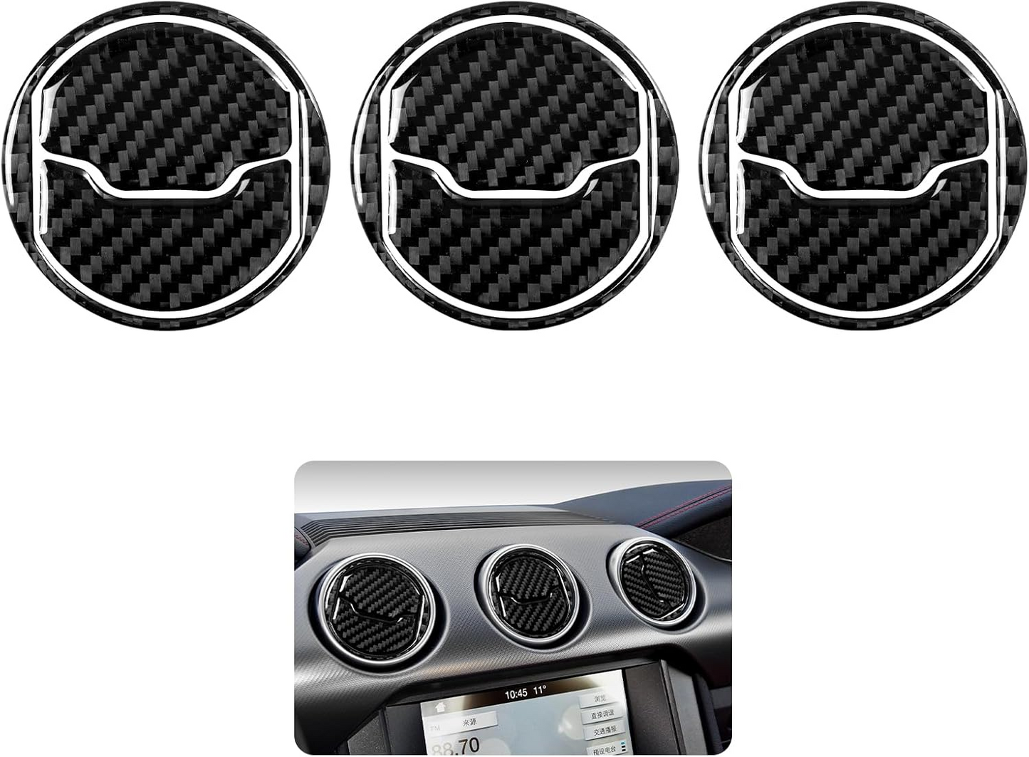 Real Carbon Fiber Interior Air Vent Outlet Cover Trim For Ford Mustang 2015-2020
