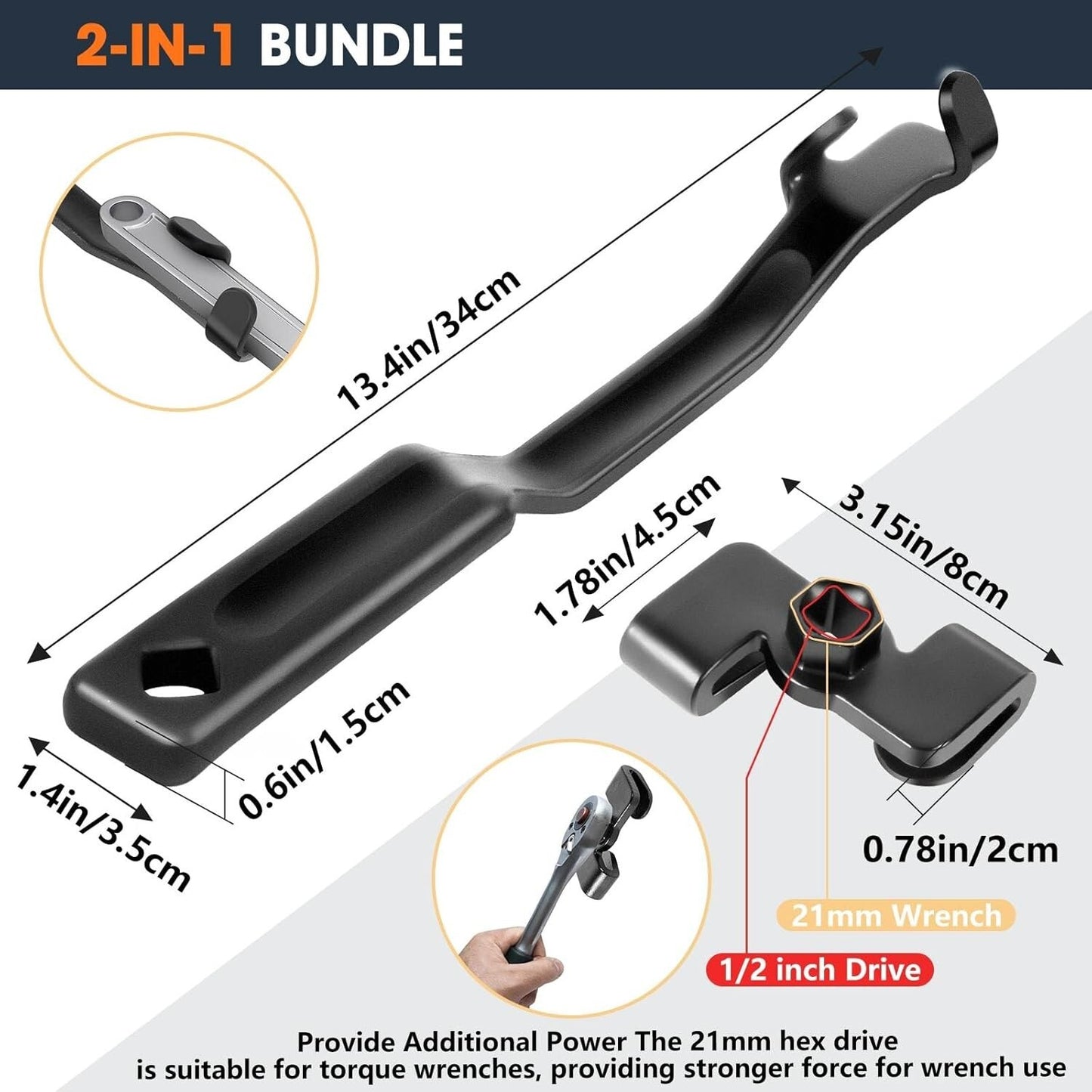 Wrench Extender & Wrench Extender Tool Bar Set 1/2" Drive 13.5" Wrench Extension