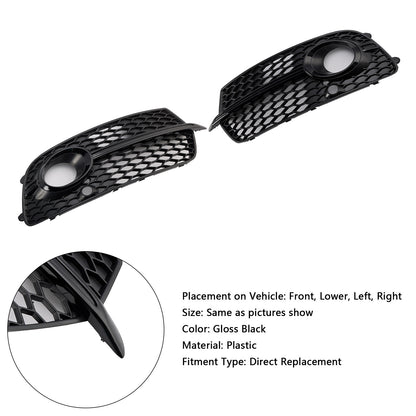 Front Bumper Fog Light Grill Grille Fit Audi Q5 S-Line SQ5 2013~2017 Black