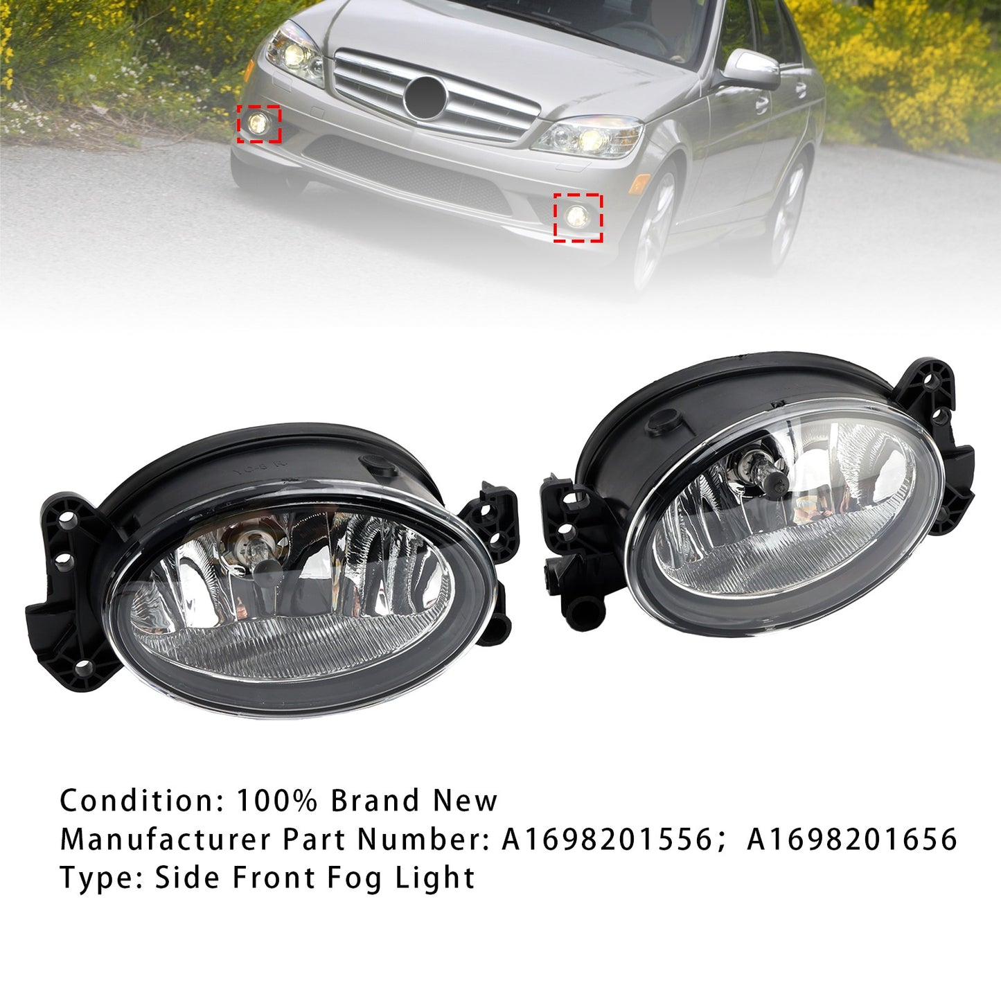 Pair Front  Fog Light Lamps With Bulbs For Mercedes Benz W204 W211 W164 C219