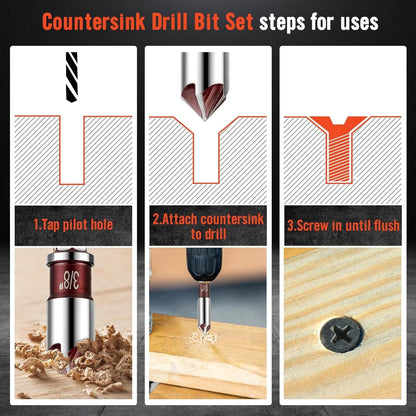 5Pcs 1/4" Shank HSS Countersink Drill Bit 82?? 5-Flute Cobalt M35 Chamfer Cutter