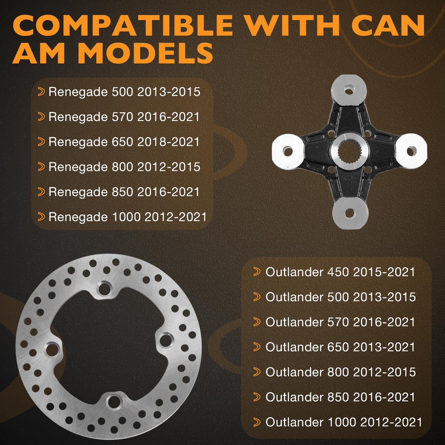 Wheel Hub &Brake Rotor w/Studs for Can-Am Outlander 450 500 570 650 800 850 1000