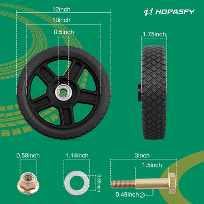 2x 12" Push Lawn Mower Plastic Wheel Fit Craftsman Mower Generator Garden Tiller