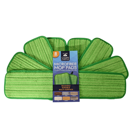 Solid Spare Clean Castle 12" Reusable Premium Microfiber Mop Pads - 8 PACK