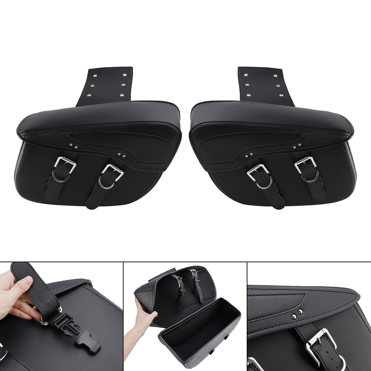 Tail Bag Side Saddlebag Tail Bag Luggage Pouch Storage Black 42L For Motorbike