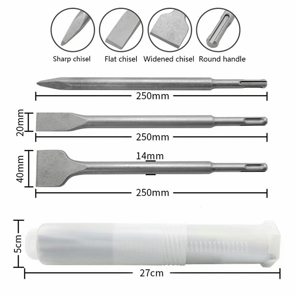 9 PCS SDS PLUS ROTARY HAMMER BITS DRILL BIT & CHISEL GROOVE CONCRETE NEW