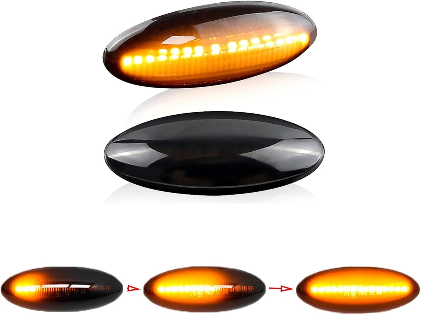 For Toyota Yaris Hatchback XP90 Black Lens Amber LED Signal Side Marker Lights